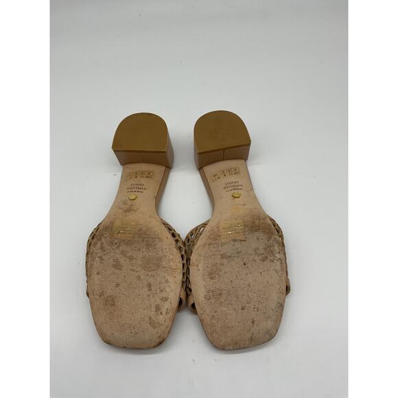 Stuart Weitzman Cayman 35 Tan Leather Block Slide Sandal Size 7 - Picture 6 of 6